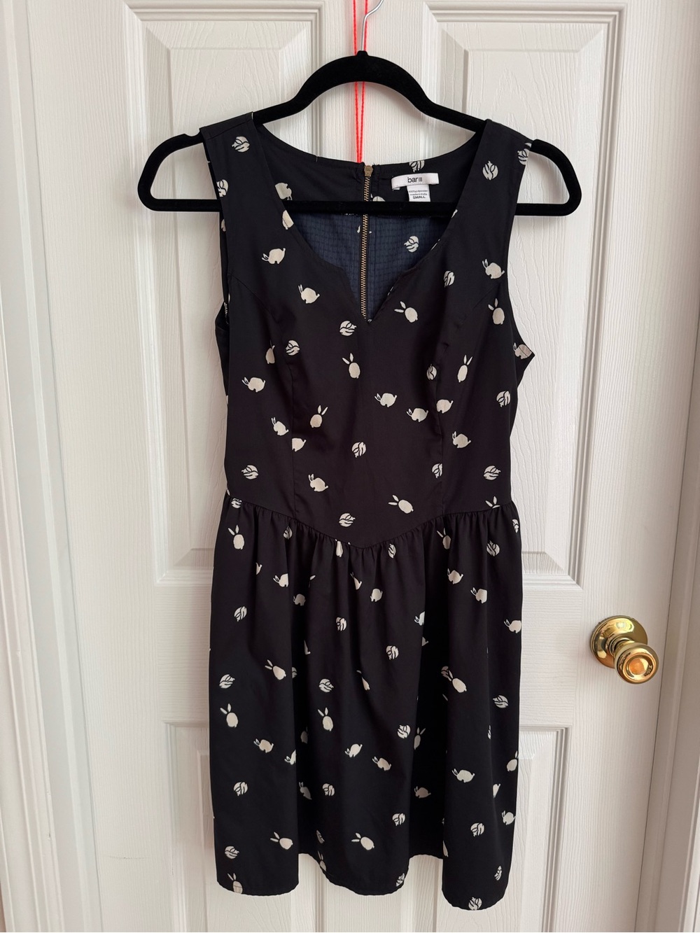 Bar III Black Dress with White rabbit print